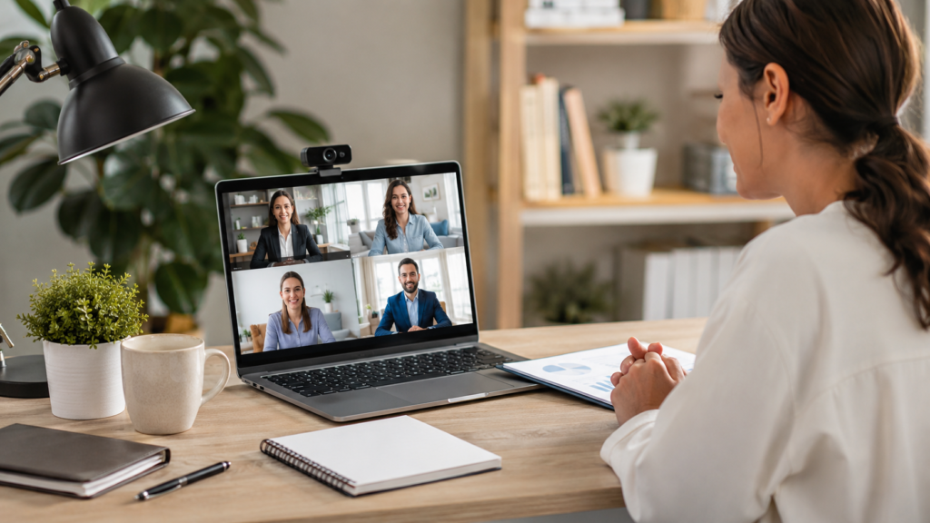 Przedsiębiorczyni uczestnicząca w webinarze dotyczącym przygotowania firmy do KSeF